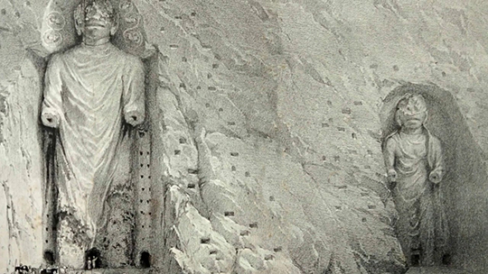 Рис. 9. Бамианские статуи, художник А. Барнес (1805-1841гг.)